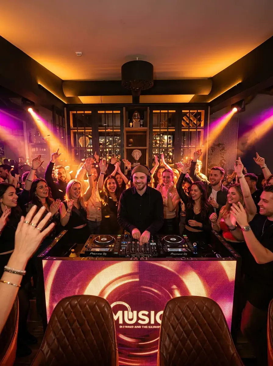 DJ spelar sena set i baren