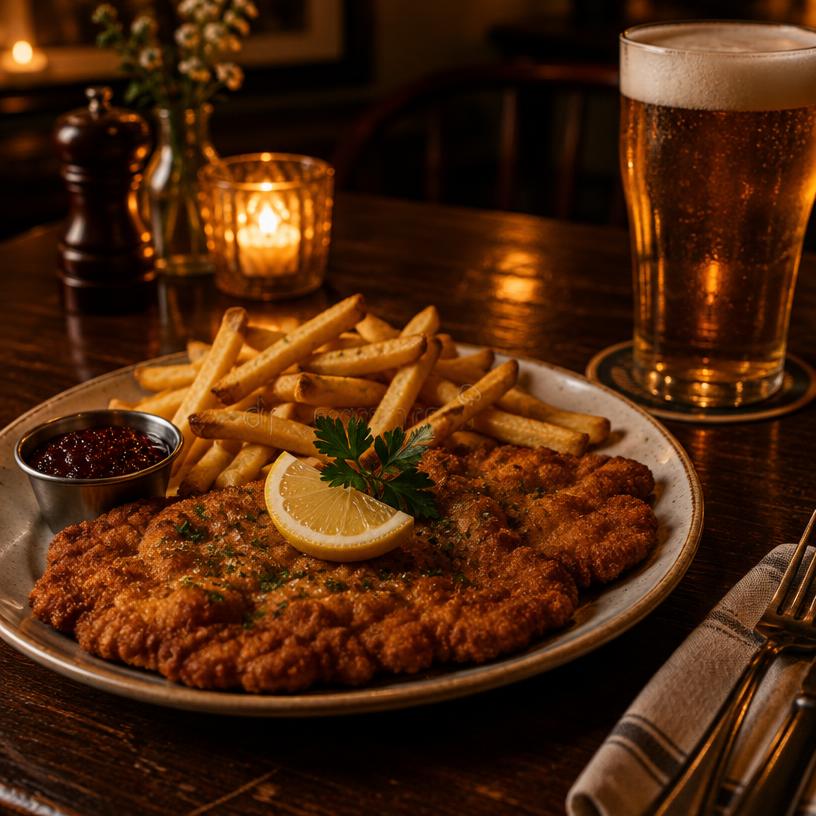 Schnitzel & husets öl